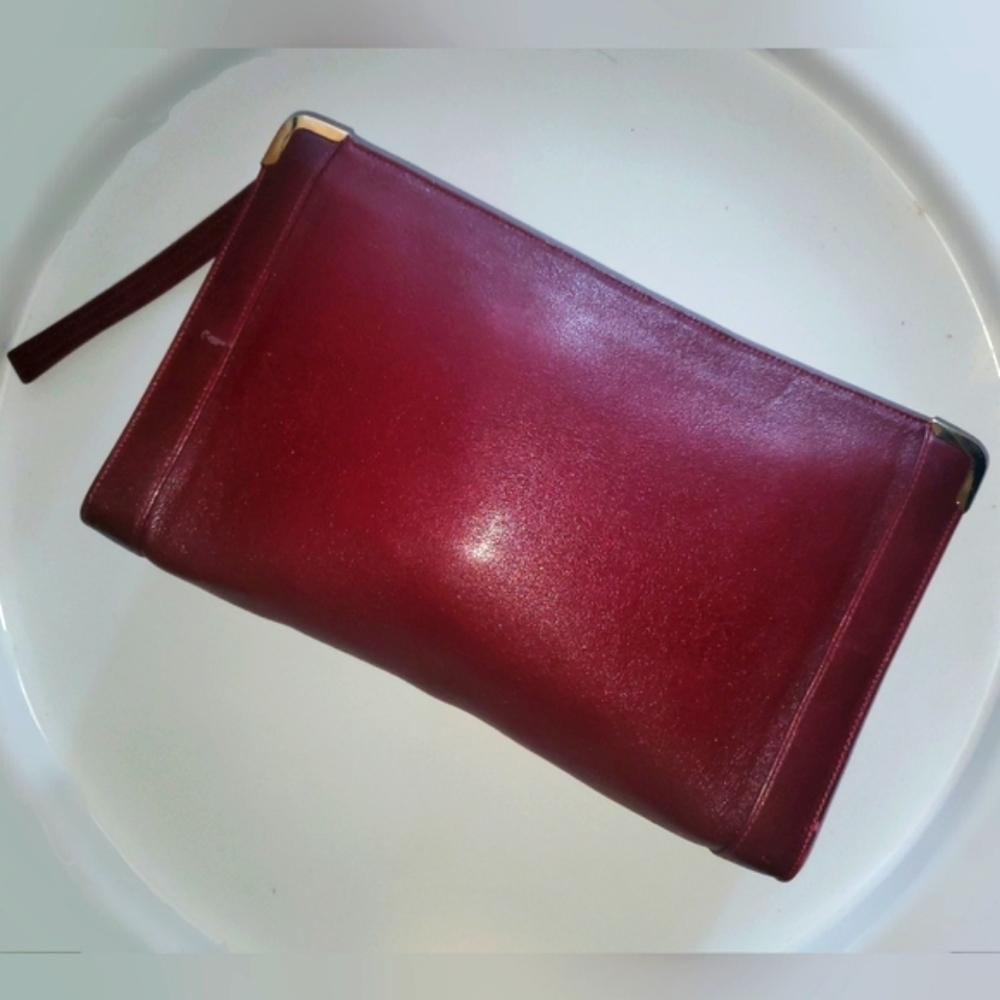 Vintage KORET Leather Burgundy Clutch
